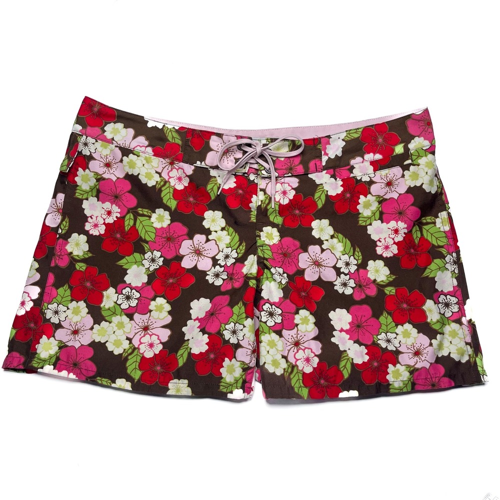 Vintage Y2K Old Navy Floral Board Shorts 2004 Sz Small Low Rise Beach Surf Short